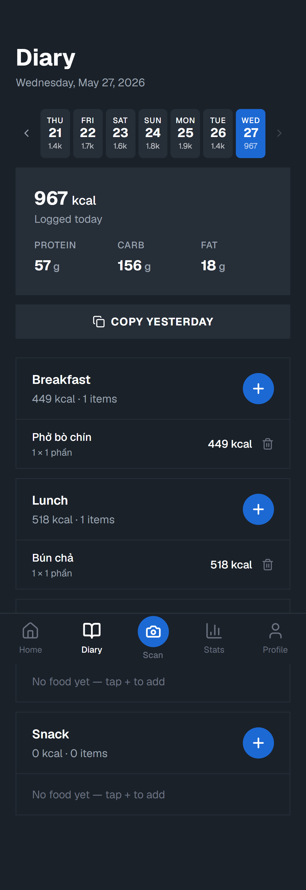 Diary · 4 meals