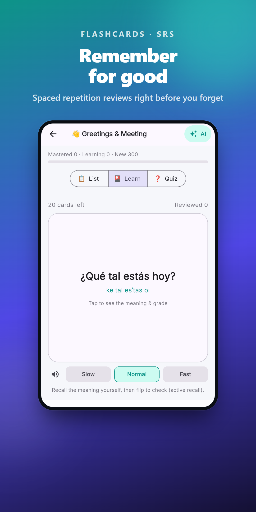Spaced-repetition flashcards